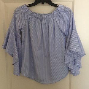 Off the shoulder bell sleeve blouse